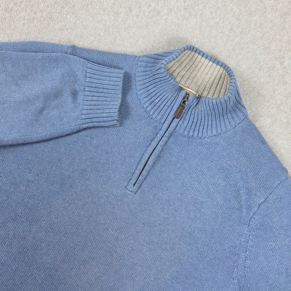 L.L.Bean Mens Large-Reg Blue Quarter Zip Pullover Sweater